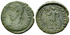 Procopius AE3, Constantinopolis 

 Procopius (365-366 AD). AE3 (18 mm, 3.57 g), Constantinopolis.
Obv. D N PROCOPIVS P F AVG, pearl-diademed, drape...