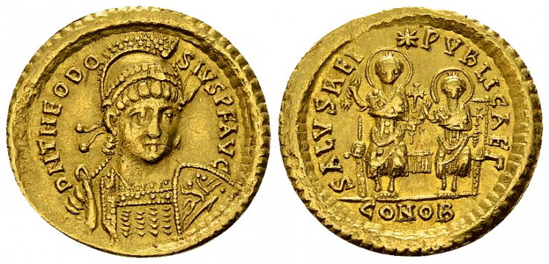 Theodosius II AV Solidus, rare 

 Theodosius II (408-450 AD). AV Solidus (20-2...