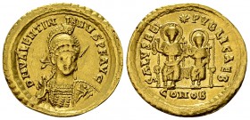Valentinianus III AV Solidus, rare 

 Valentinian III (425-455 AD). AV Solidus (21-22 mm, 4.28 g), Constantinople, 425-429.
Obv. D N VALENTINIANVS ...