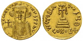 Constans II AV Solidus 

 Constans II (642-668). AV Solidus (19-20 mm, 4.47 g), Constantinople.
Obv. d N CONSTANTINYS P P AV, Bust facing, with lon...
