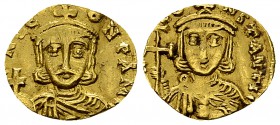 Constantine V, with Leo III, AV Tremissis, Syracuse 

 Constantine V (741-775), with Leo III. AV Tremissis (12-14 mm, 1.26 g), Syracuse.
Obv. Crown...