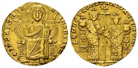 Leo VI, with Constantine VII AV Solidus, very rare 

 Leo VI, the Wise, with Constantine VII. (886-912 AD). AV Solidus (20 mm, 4.35 g). Constantinop...