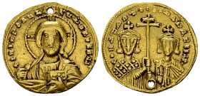 Constantine VII, with Romanus II, AV Solidus 

 Constantine VII, with Romanus II (945-959 AD). AV Solidus (20 mm, 4.35 g), Constantinopel, c. 955-95...