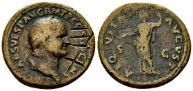 Vespasianus As, re-tariffed by Ostrogoths 

 Ostrogoths in Italy or Vandals in North Africa. Uncertain king in the 6th Century AD. AE As of Vespasia...