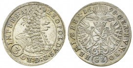 Leopold I. AR 3 Kreuzer 1698 GE 

RDR. Leopold I (1657-1705). AR Groschen (3 Kreuzer) 1698 GE (21 mm, 1.58 g), Prague.
KM 590.

Extremely fine.