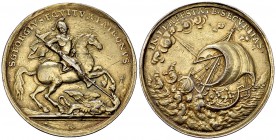 RDR, Vergoldete AR Medaille o.J., St. Georg 

 RDR . Vergoldete AR Medaille o. J. (43 mm, 33.20 g). St. Georgsmedaille, 19. Jhd.
Av. S. GEORGIVS EQ...