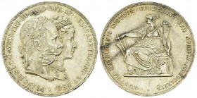 Franz Joseph I., AR Doppelgulden 1879 

RDR. Franz Joseph I. (1848-1916). AR Doppelgulden 1879 (24.59 g), Wien. Auf die silberne Hochzeit mit Elisab...