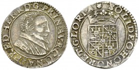Frédéric-Henri de Nassau AR Teston 

Principauté d'Orange. Frédéric-Henri de Nassau (1625-1647).
Av. FRED HENR D G PRIN AVR CO NAS, Buste nu à droi...