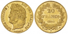 Louis-Philippe I, AV 20 Francs 1840 A, Paris 

France, Royaume. Louis-Philippe I . AV 20 Francs 1840 A (6.45 g), Paris.
Gad. 1031.

D'une qualité...