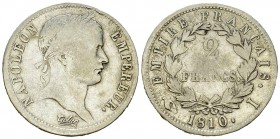 Napoléon I, AR 2 Francs 1810, Limoges 

France, Premier Empire. Napoléon . AR 2 Francs 1810 I (9.81 g), Limoges.
Gad. 501.

Rare. TB.