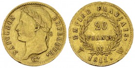 Napoléon I, AV 20 Francs 1811 W, Lille 

France, Empire. Napoléon I . AV 20 Francs 1811 W (6.43 g), Lille.
Gad. 1025.

TTB.