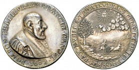 Pomponne de Bellièvre, AR Médaille 1602 

 France . AR Médaille 1602 (48 mm, 46.81 g). Pomponne de Bellièvre (1529-1607), Chancelier de France.
Maz...