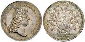 Louis XIV, AR Médaille 1689, Protection de Bergues 

 Louis XIV (1643-1715). AR Médaille (45 mm, 32.03 g), commémorant la protection de la ville de ...