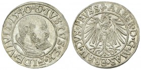 Albrecht, AR 1 Groschen 1540 

Deutschland, Preussen. Albrecht , Herzog von Brandenburg-Ansbach (1525-1569). AR 1 Groschen 1540 S (24 mm, 1.93 g), K...