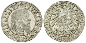 Albrecht, AR 1 Groschen 1544 

Deutschland, Preussen. Albrecht , Herzog von Brandenburg-Ansbach (1525-1569). AR 1 Groschen 1544 S (23 mm, 2.12 g), K...