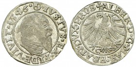Albrecht, AR 1 Groschen 1546 

Deutschland, Preussen. Albrecht, Herzog von Brandenburg-Ansbach (1525-1569). AR 1 Groschen 1546 S (23 mm, 2.04 g), Kö...