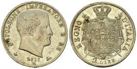 Napoleone I, AR 2 Lire 1811 M, Milano 

Regno d'Italia. Napoleone I (1805-1814). AR 2 Lire 1811 M (10.00 g), Milano.
Pag. 37a.

SPL.