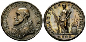 Marcellus II AE Medal 1555 

Papal States. Marcellus II (Marcello Cervini). AE Medal 1555 (30 mm, 13.68 g).
Obv. MARCELLVS · II · PONT · MAX, bust ...