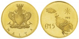 Malta AV 5 Pounds 1972 

 Malta, Republic. AV 5 Pounds 1972 (2.99 g).
KM 15.

Uncirculated.