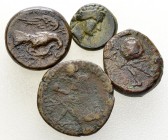 Lot of 4 Greek AE coins from Euboia and Crete 

 Lot of 4 (four) Greek AE coins from Euboia and Crete : Chalkis (2), Aptera, and Eleutherna.

Fine...