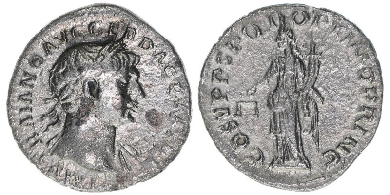 Traianus 98-117
Römisches Reich - Kaiserzeit. Denar. COS V P P SPQR OPTIMO PRINC...