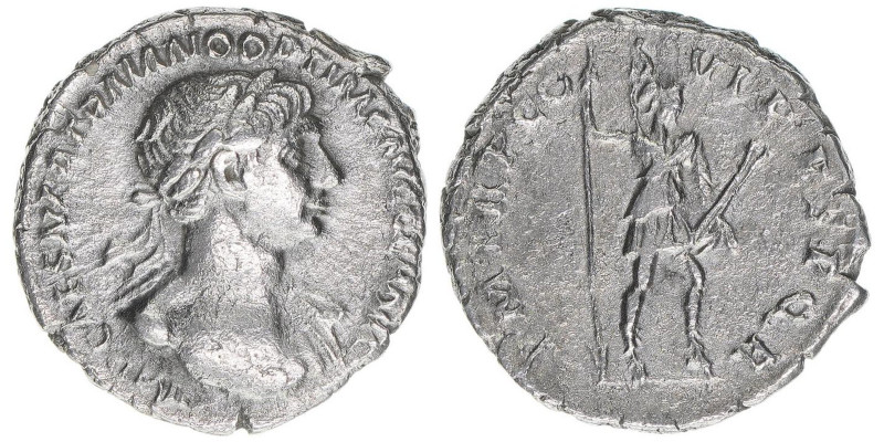 Traianus 98-117
Römisches Reich - Kaiserzeit. Denar. P M TR P COS VI P P SPQR
Ro...