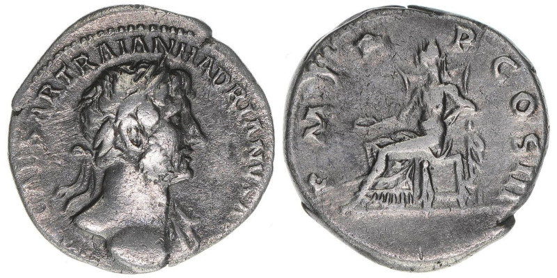 Hadrianus 117-138
Römisches Reich - Kaiserzeit. Denar. P M TR P COS III
Rom
2,82...