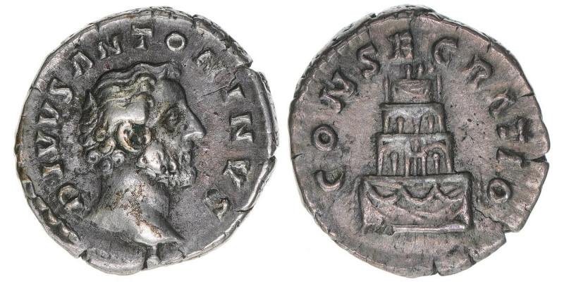 Antoninus Pius 138-161
Römisches Reich - Kaiserzeit. Denar. CONSECRATIO - Divus-...