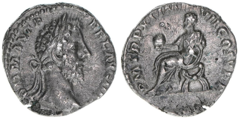 Commodus 180-192
Römisches Reich - Kaiserzeit. Denar. P M TR P XI IMP VII COS V ...
