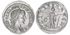 Gordianus III. Pius 238-244
Römisches Reich - Kaiserzeit. Denar. LAETITIA AVG N
Rom
3,13g
RIC 113
vz