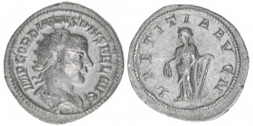 Gordianus III. Pius 238-244
Römisches Reich - Kaiserzeit. Antoninian. LAETITIA AVG N
Rom
2,62g
RIC 113
vz