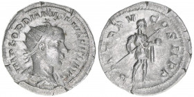 Gordianus III. Pius 238-244
Römisches Reich - Kaiserzeit. Antoninian. P M TR P V COS II P P
Rom
4,63g
Kampmann 72.39
vz-