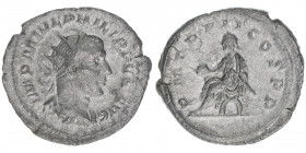 Philippus I. Arabs 244-249
Römisches Reich - Kaiserzeit. Antoninian. P M TR P II COS P P
Rom
3,31g
RIC 2
ss+