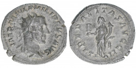 Philippus I. Arabs 244-249
Römisches Reich - Kaiserzeit. Antoninian. LIBERALITAS AVGG II
Rom
3,71g
RIC 38
vz