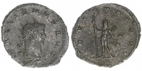 Gallienus 253-268
Römisches Reich - Kaiserzeit. Antoninian. IOVI STATORI
Rom
3,51g
Kampmann 90.75
ss/vz