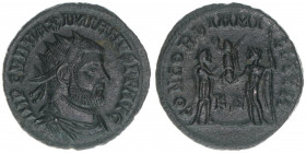 Maximianus 286-310
Römisches Reich - Kaiserzeit. Antoninian. CONCORDIA MILITVM
3,24g
RIC 595
vz