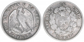 20 Centavos, 1866
Chile. 4,42g. Kahnt/Schön 75
ss