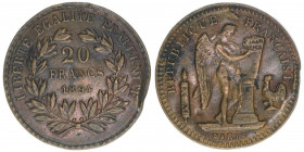 20 Francs, 1894 Probe Messing/Papier
Frankreich. selten. ss