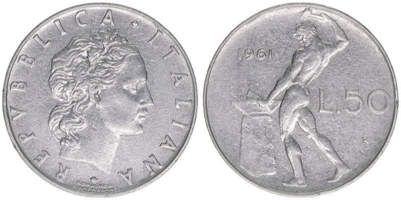 50 Lire, 1961
Italien. 6,25g. Schön 95
ss/vz