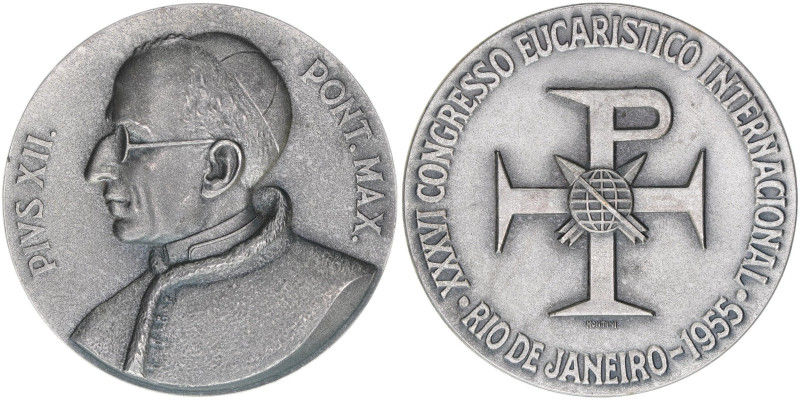 Papst Pius XII.
Italien Kirchenstaat. Medaille, 1955. 50mm - auf den Kongress in...