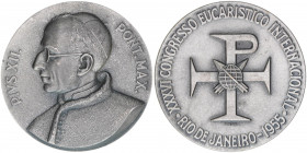 Papst Pius XII.
Italien Kirchenstaat. Medaille, 1955. 50mm - auf den Kongress in Rio de Janeiro
51,67g
vz