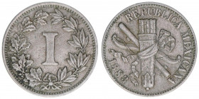 Republik
Mexiko. 1 Centavo, 1883. 2,00g
Kahnt/Schön 102
ss+