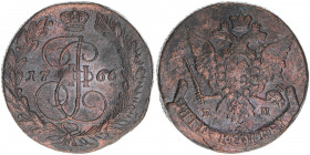 Katharina II.
Rußland. 5 Kopeken, 1766 EM. 53,59g
ss