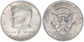 John F. Kennedy, 35. Präsident der USA
United States of America. Half Dollar, 1964. 1. Todestag von John F. Kennedy
12,43g
Schön 203
vz