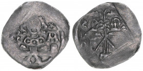 Regensburg
Mittelalter. Pfennig, ohne Jahr. 0,69g
ss+
