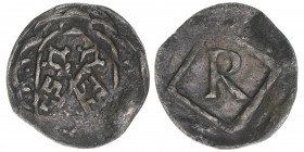 Regensburg
Mittelalter. Pfennig, ohne Jahr. 0,62g
ss+