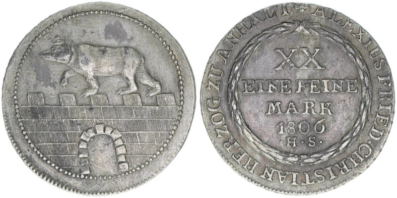 Alexius Friedrich Christian 1796-1834
Anhalt Bernburg. Gulden, 1806. 13,68g
AKS ...