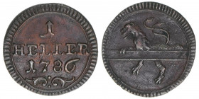 Franz Ludwig von Erthal 1779-1795
Bamberg. 1 Heller, 1786. 0,91g
Schön 40
vz