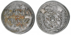 Maximilian II. Emanuel 1679-1726
Bayern. 2 1/2 Kreuzer Landminz, 1688. 1,00g
Witt.1696
ss+