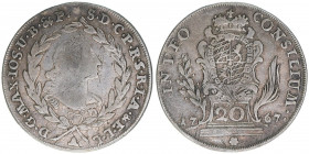 Maximilian III. Joseph 1745-1777
Bayern. 20 Kreuzer, 1767. 6,56g
Schön 111
ss-